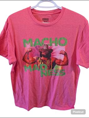 Men’s Pink Graphic 'Macho Madness' Short Sleeve Tee